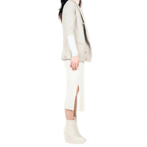 Monrow Knit Blazer Jacket Double Breasted Womens XS Heathered Grey Sweatshirt - Picture 12 of 12